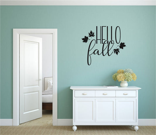 Hello Fall Vinyl Home Decor Wall Decal Words 