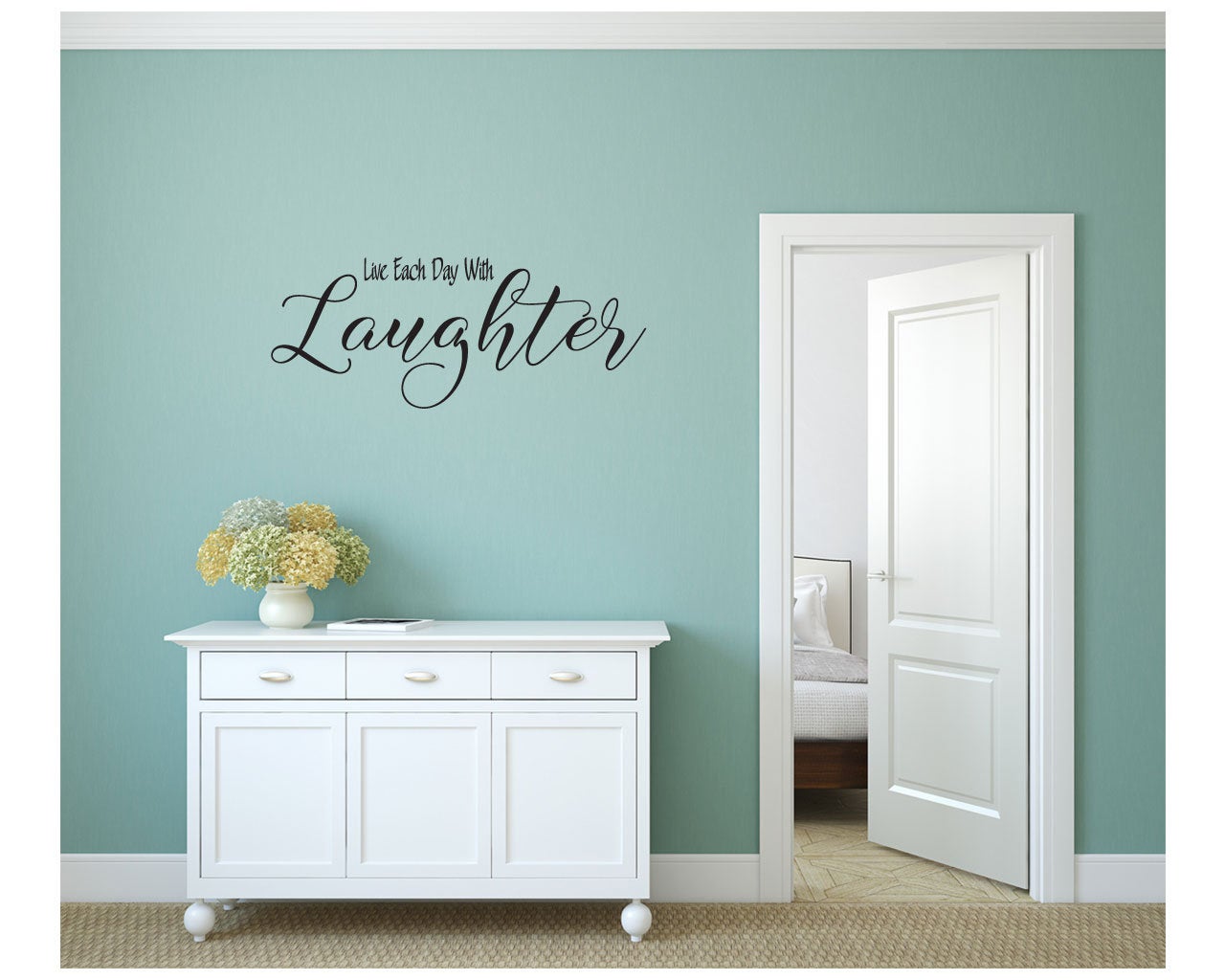 Live Each Day With Laughter Vinyl Home Decor Wall Decal Words 