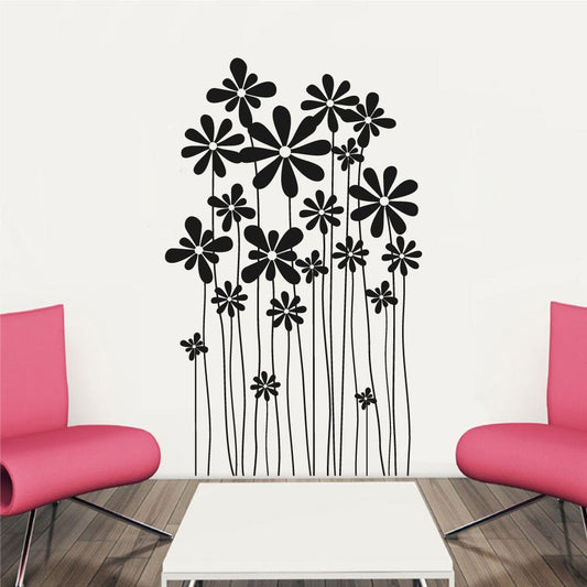 Flowers Silhouette Vinyl Home Decor Wall Decal 