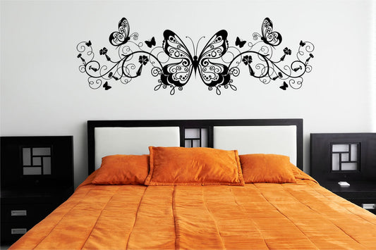 Butterfly Scrolls Vinyl Home Decor Wall Decal 