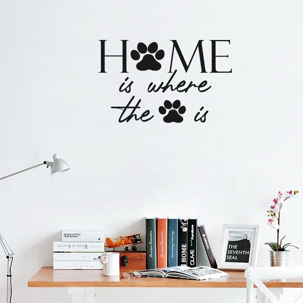 Home Is Where The Paw Is Dog Vinyl Home Decor Wall Decal Words 