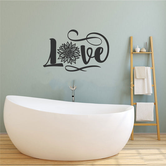 Sunflower Love Vinyl Home Decor Wall Decal Words 