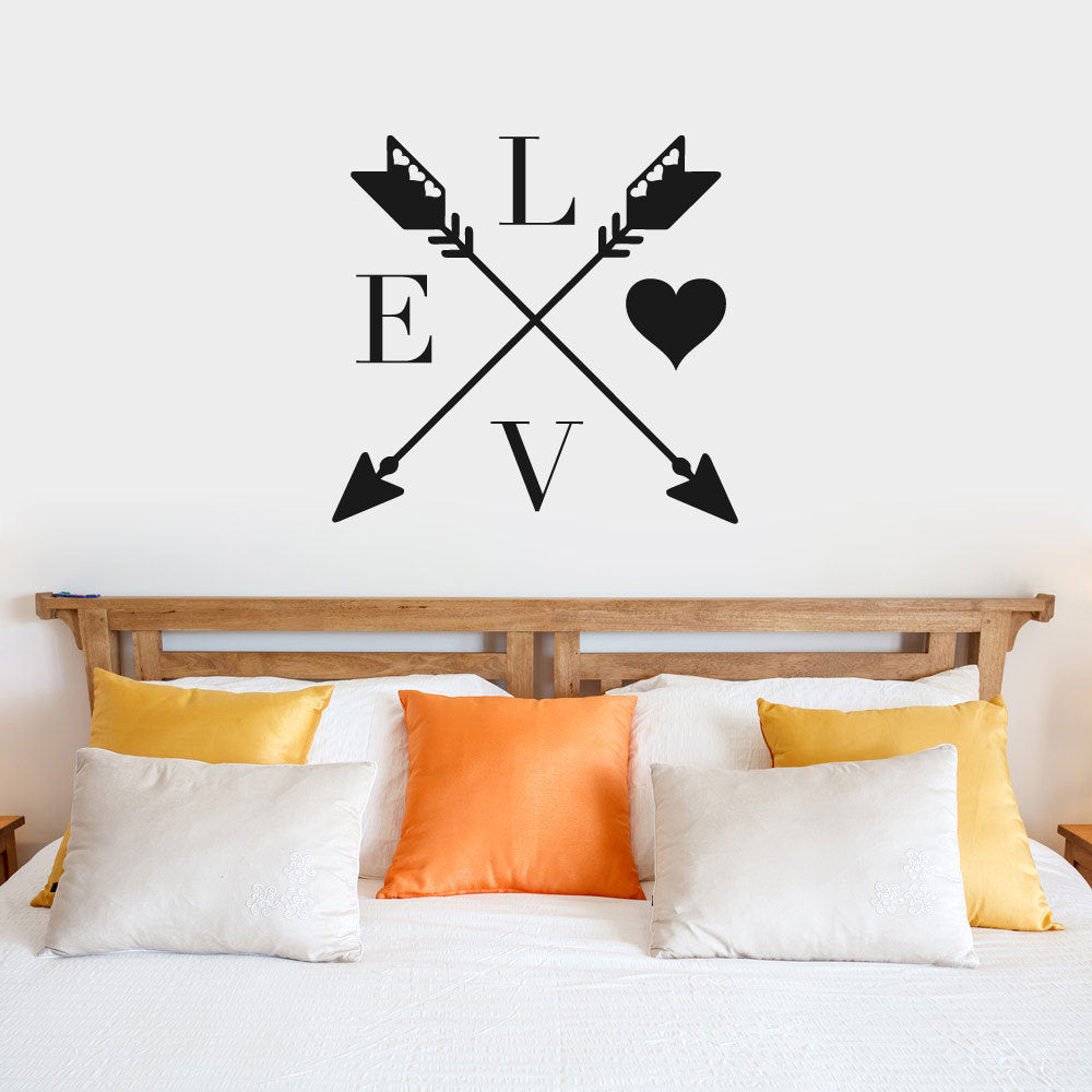 Love Arrow With Hearts Vinyl Home Decor Wall Decal Words 