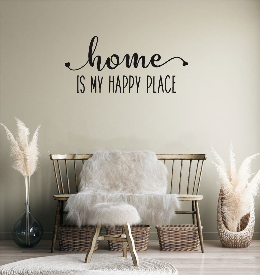 Home Is My Happy Place Vinyl Home Decor Wall Decal Words 