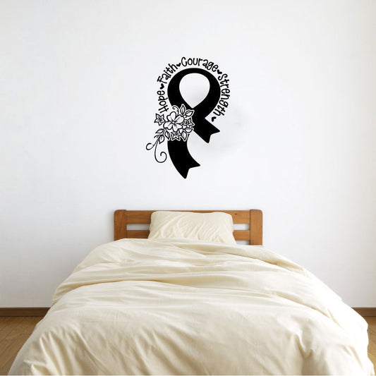 Awareness Ribbon Hope Faith Courage Strength Vinyl Home Decor Wall Decal 