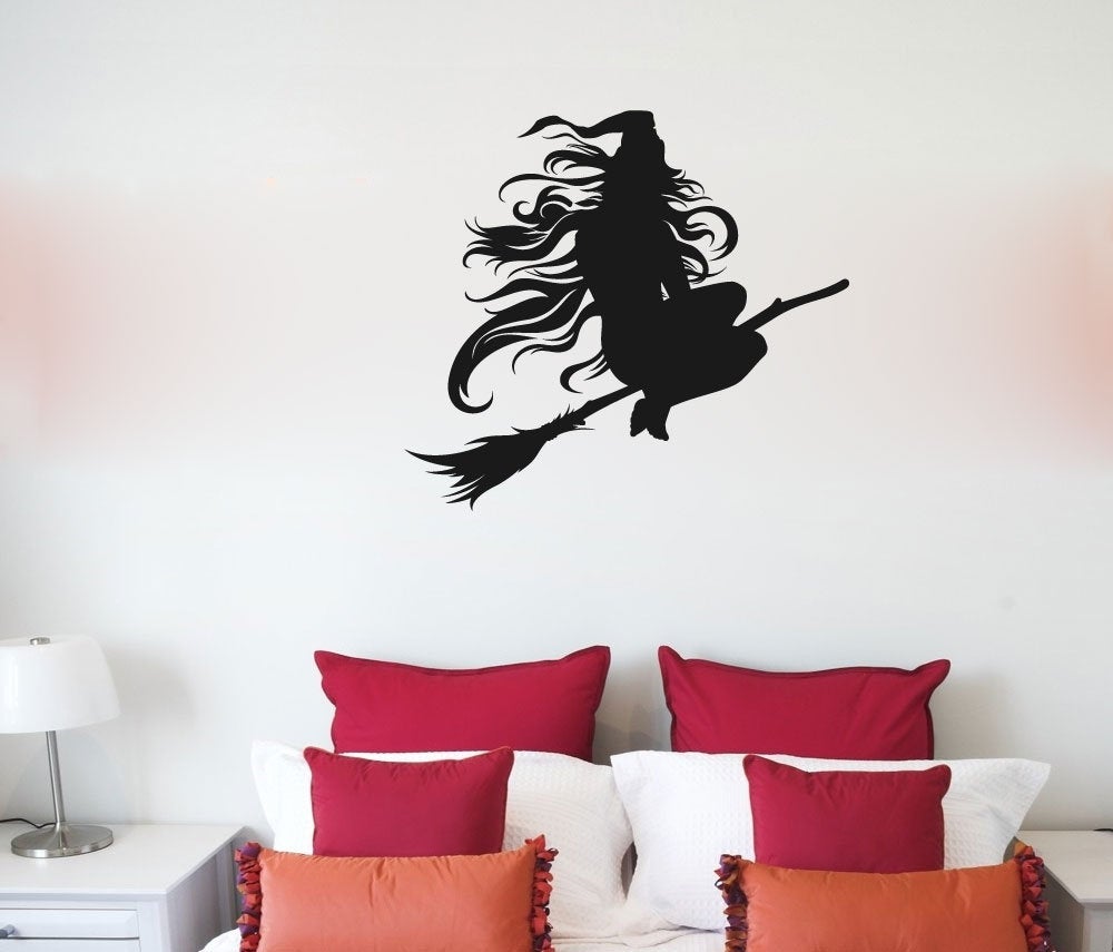 Witch Silhouette Halloween Vinyl Home Decor Wall Decal 