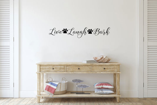 Live Laugh Bark With Paw Prints Vinyl Home Decor Wall Decal 