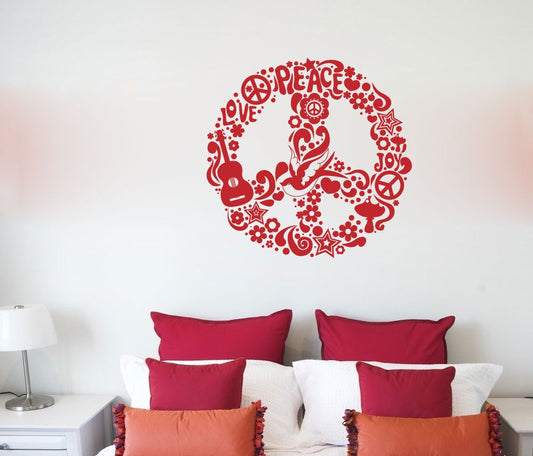 Peace Love Joy Sign Symbol Silhouette Vinyl Home Decor Wall Decal