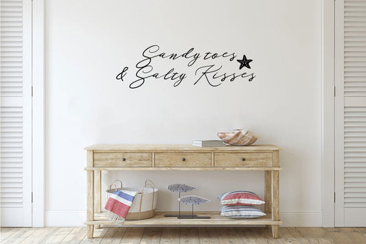 Sandy Toes & Salty Kisses Coastal Vinyl Home Decor Wall Decal Words 