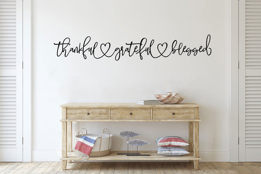 Thankful Grateful Blessed Vinyl Home Decor Wall Decal Words 