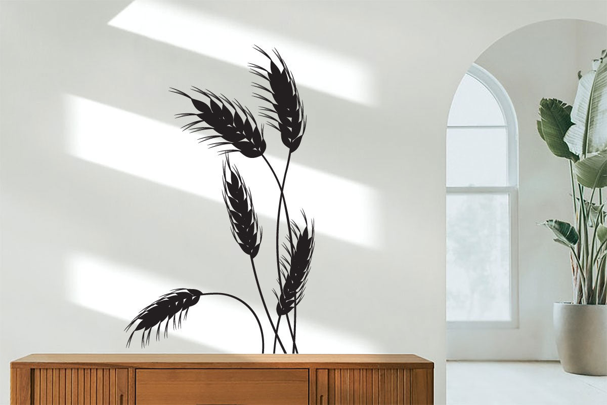 Harvest Wheat Silhouette Floral Vinyl Home Decor Wall Decal 