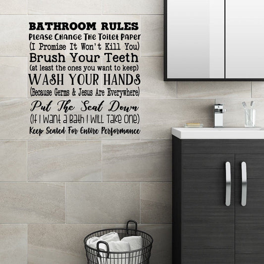 Bathroom Rules Vinyl Home Decor Wall Decal 