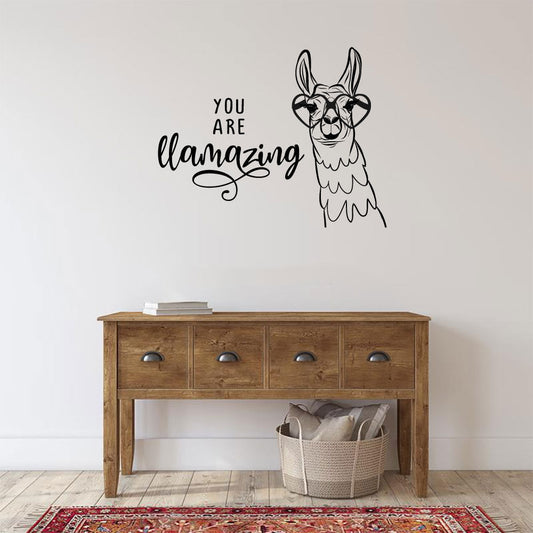 You Look Llamazing  Llama Vinyl Home Decor Wall Decal Words 