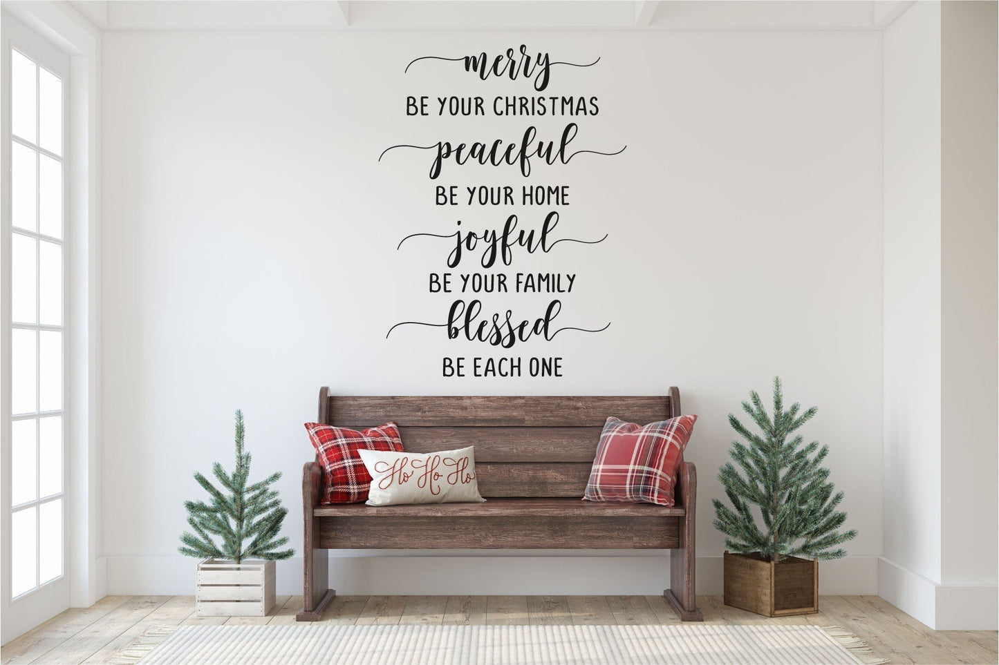 Merry Be Your Christmas Peaceful Be Your Home Joyful Be Your Family Vinyl Home Decor Wall Decal 