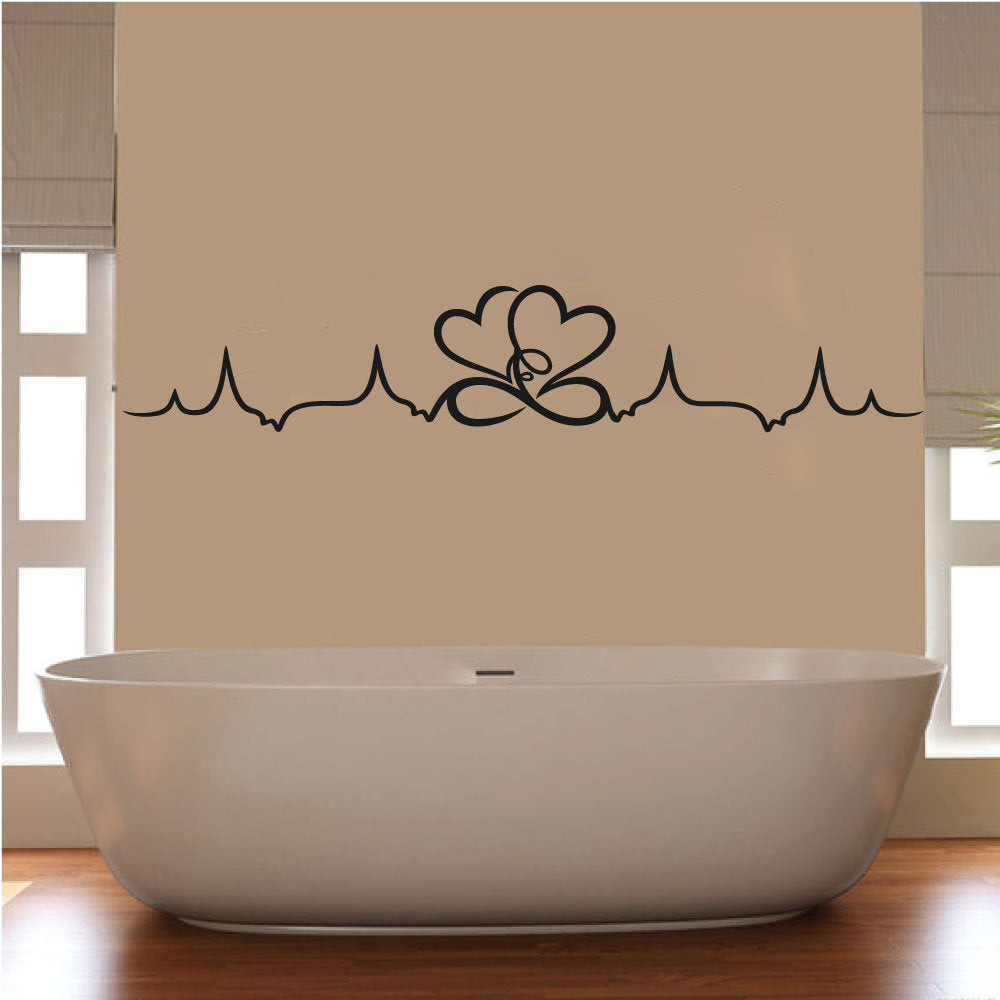 Hearts Swirl Silhouette Vinyl Home Decor Wall Decal Words 