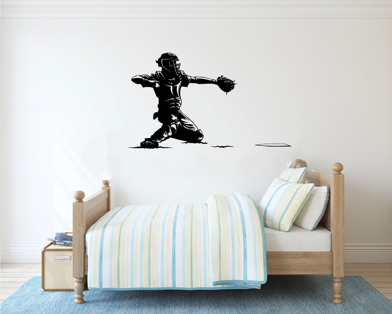 Baseball Catcher Vinyl Home Decor Wall Decal 