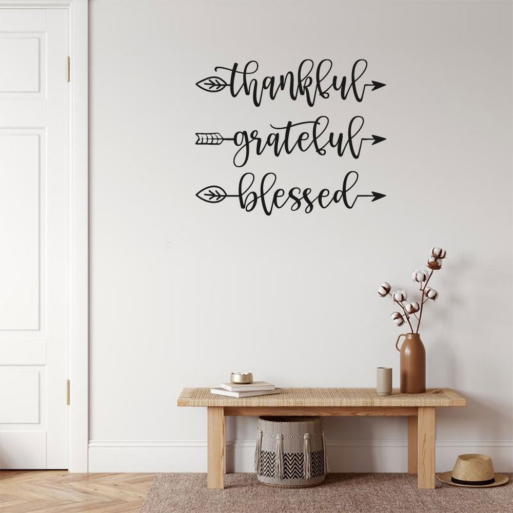 Thankful Grateful Blessed Arrows Vinyl Home Decor Wall Decal Words 