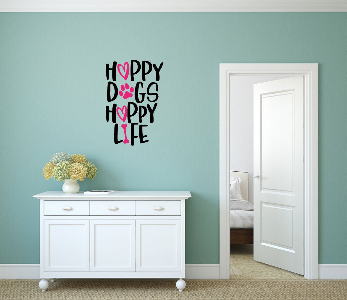 Happy Dogs Happy Life Vinyl Home Decor Wall Decal 