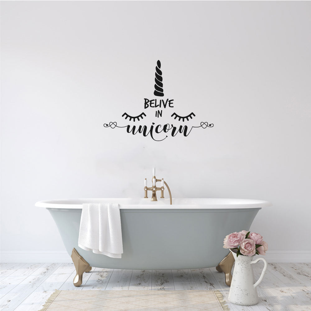 Believe in Unicorn Vinyl Home Decor Wall Decal Words 