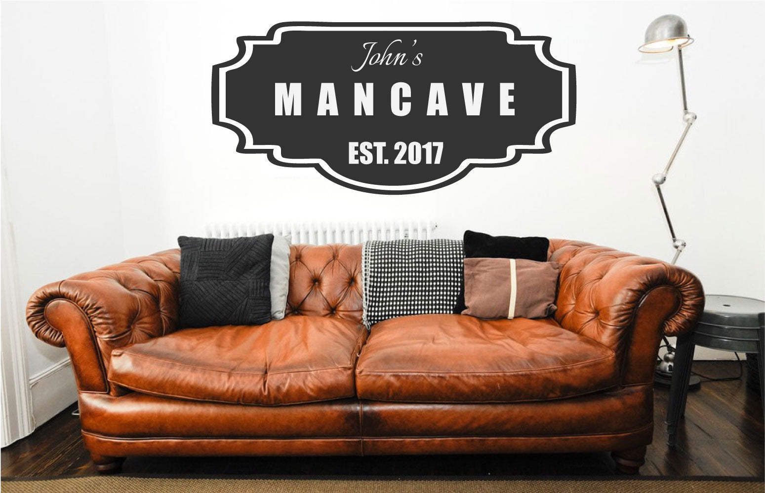 Mancave with Custom Name and Year Est Personalized Vinyl Home Decor Wall Decal Words 