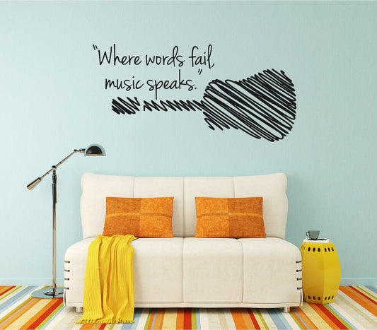 Where Words Fail Music Speaks Vinyl Home Decor Wall Decal 