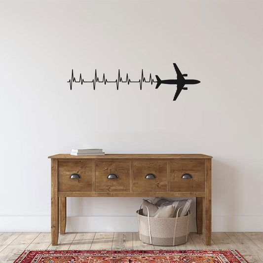 Air Bus A-300 Airplane Silhouette Heartbeat Vinyl Home Decor Wall Decal 