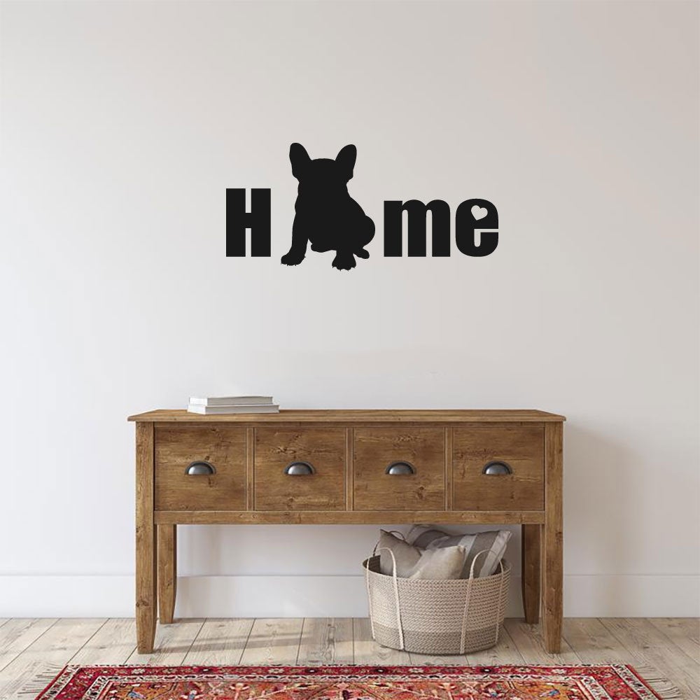 Home With Dog Silhouette  Personalized Breed Vinyl Home Decor Wall Decal 