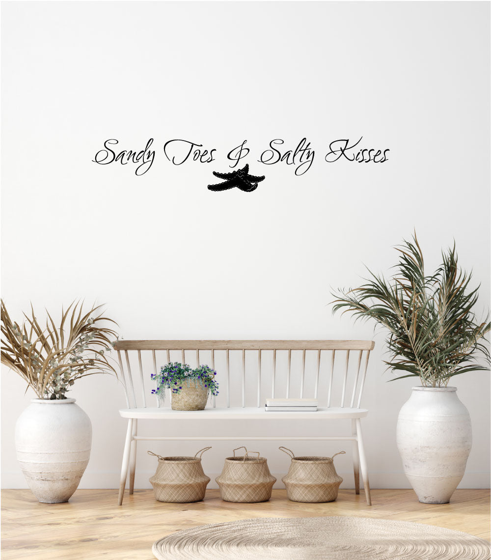 Sandy Toes and Salty Kisses Coastal Vinyl Home Decor Wall Decal Words 