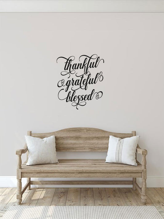 Thankful Grateful Blessed Vinyl Home Decor Wall Decal Words 