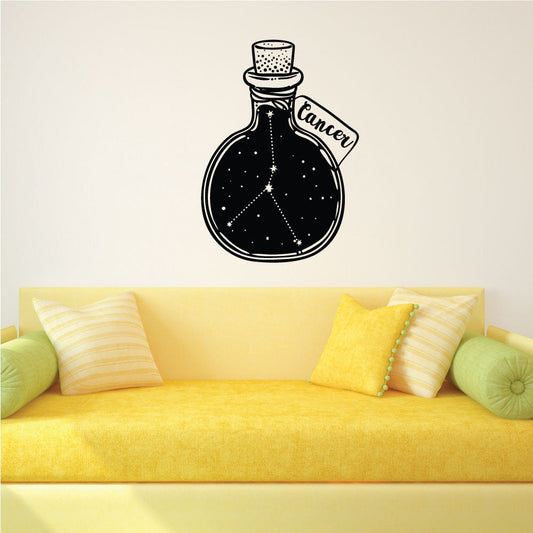 Cancer Zodiac Astrology Constellation Bottle Vinyl Home Decor Wall Decal 