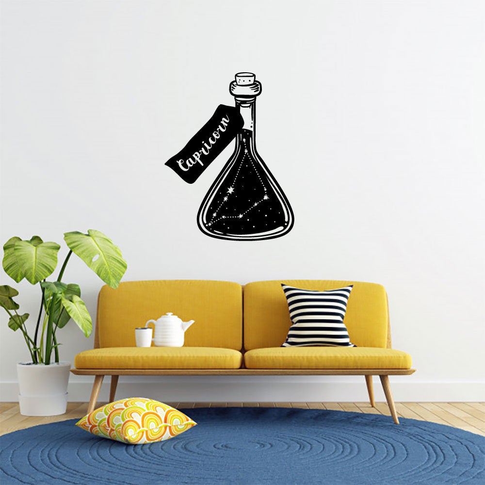 Capricorn Zodiac Astrology Constellation Bottle Vinyl Home Decor Wall Decal 