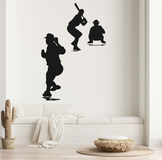 Baseball Players Silhouette Vinyl Home Decor Wall Decal 