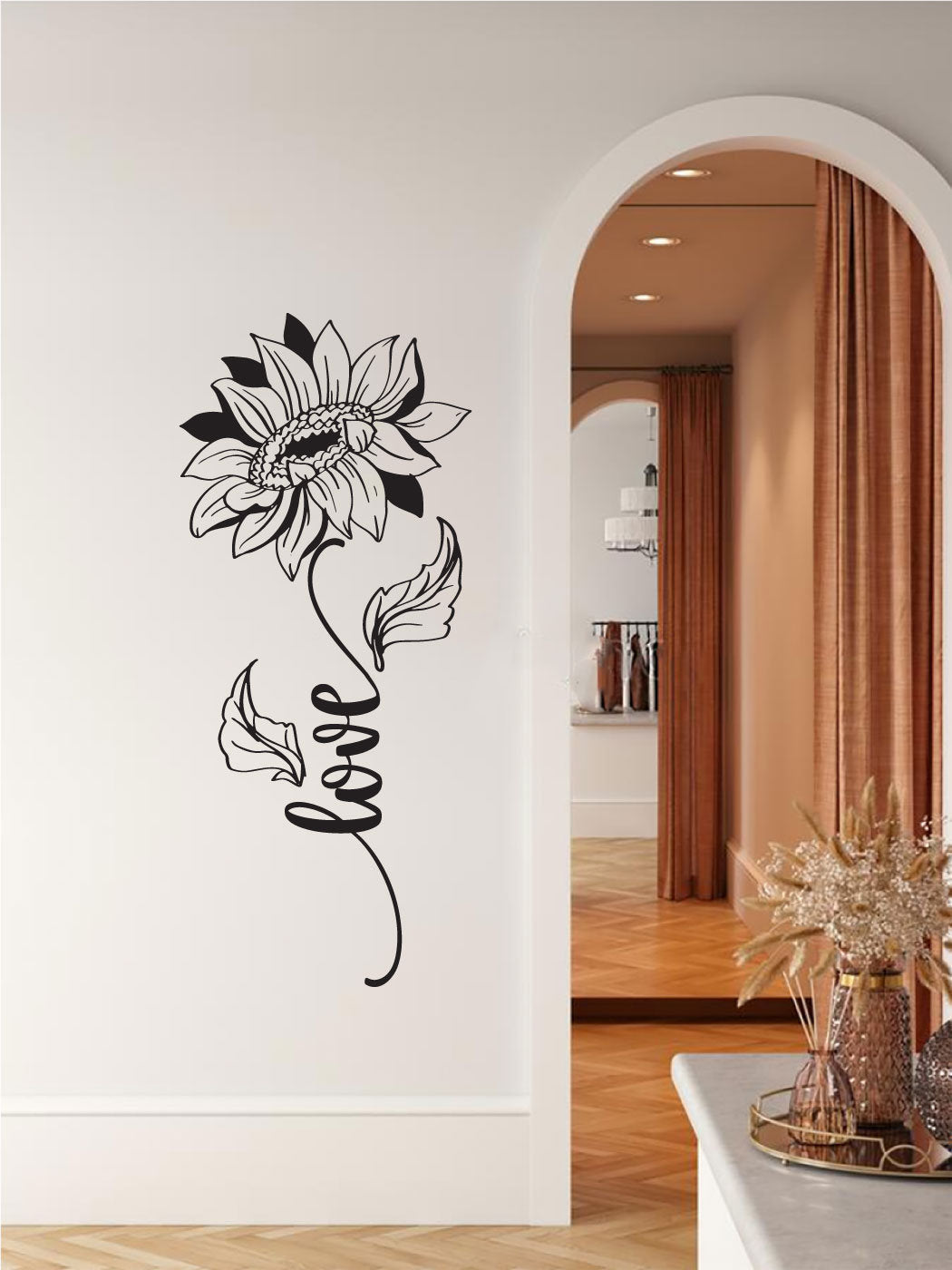 Sunflower Love Vinyl Home Decor Wall Decal Words 