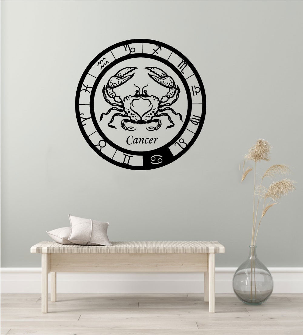 Cancer Zodiac Astrology Constellation Wheel Vinyl Home Decor Wall Decal 