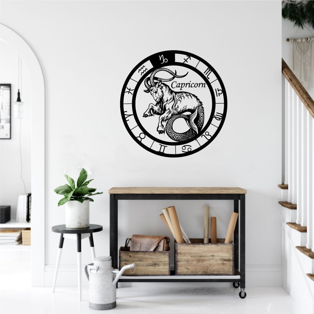 Capricorn Zodiac Astrology Constellation Wheel Vinyl Home Decor Wall Decal 