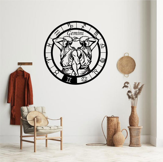 Gemini Zodiac Astrology Constellation Wheel Vinyl Home Decor Wall Decal 