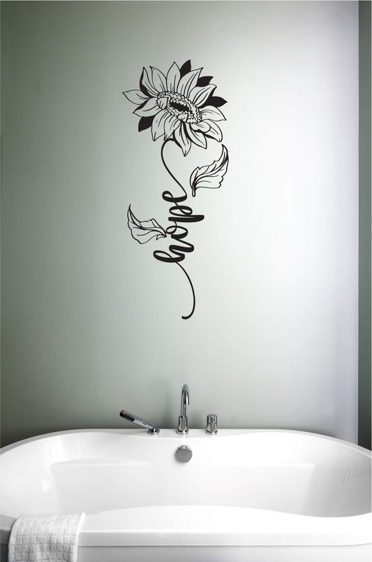 Sunflower Hope Vinyl Home Decor Wall Decal Words 