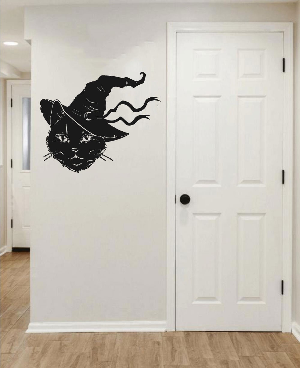 Witch Cat Halloween Vinyl Wall Decal