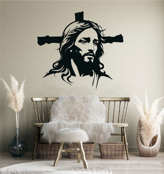 Jesus and Cross Silhouette Vinyl Wall Decal