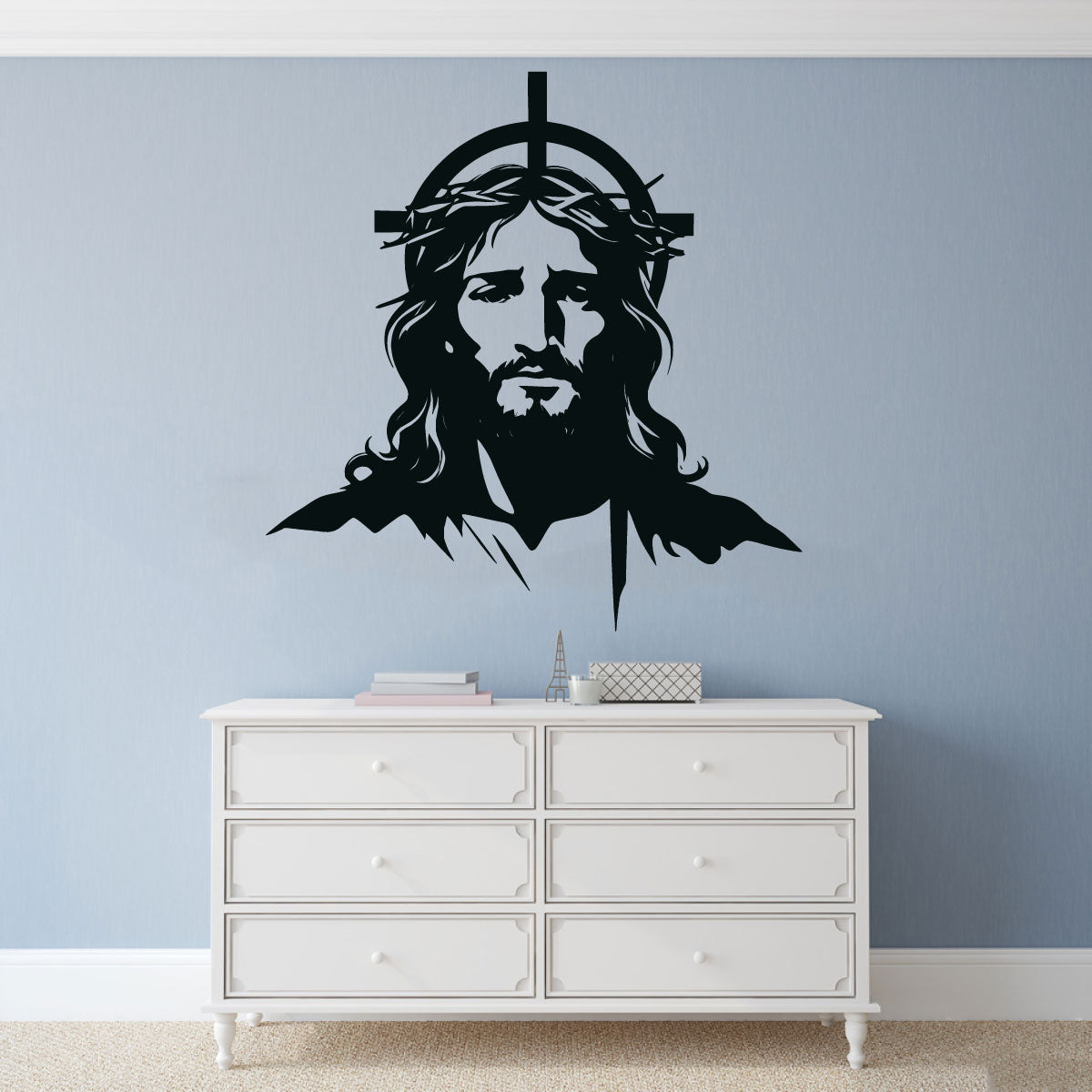 Jesus and Cross Silhouette Vinyl Wall Decal