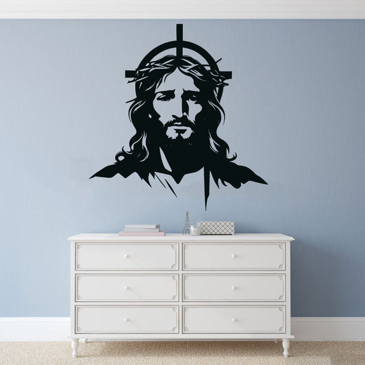 Jesus and Cross Silhouette Vinyl Wall Decal