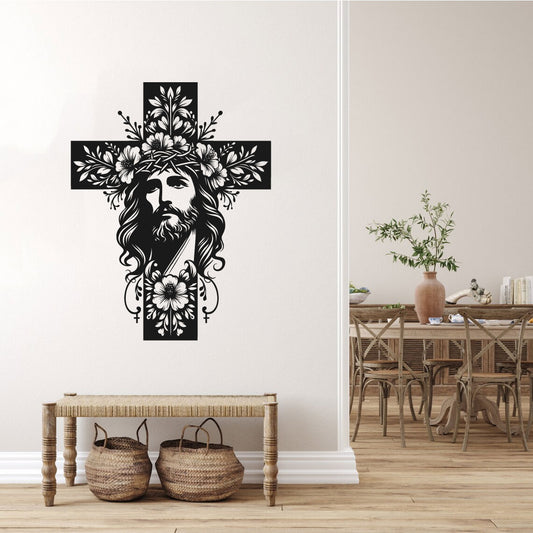 Jesus Cross Silhouette Vinyl Wall Decal