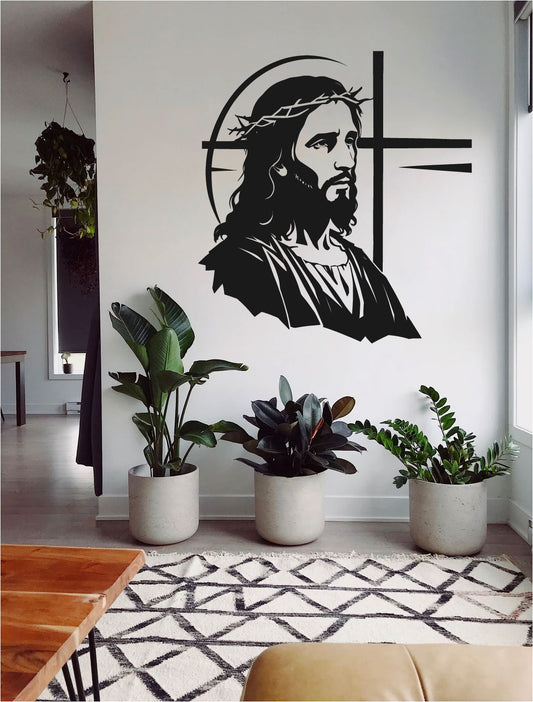 Jesus and Cross Silhouette Vinyl Wall Decal