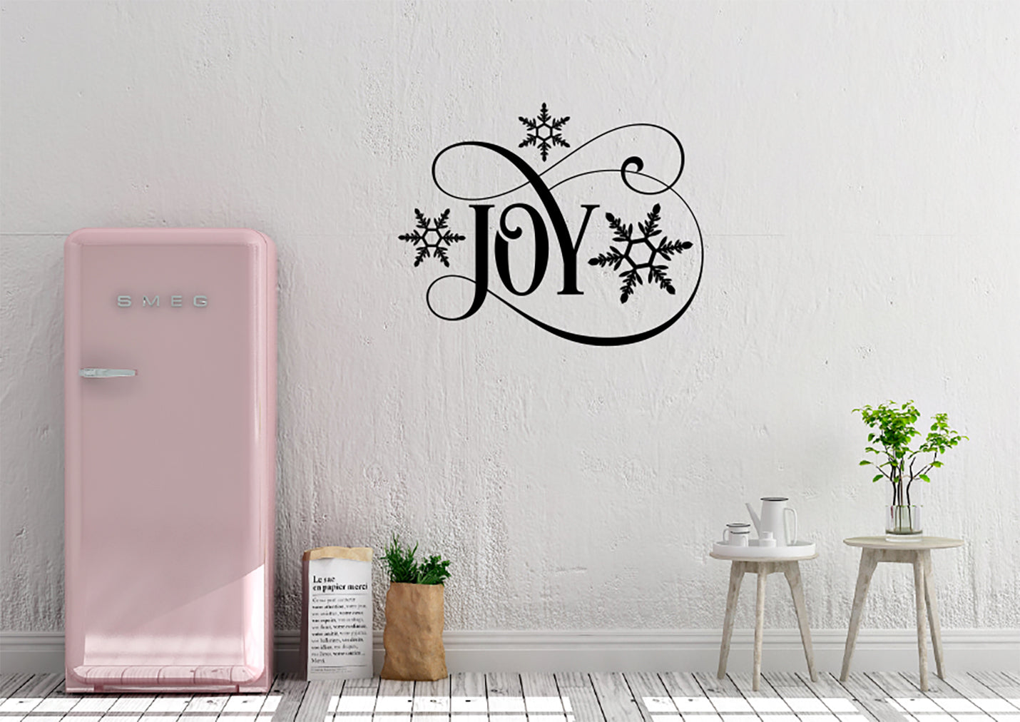 Joy with Snowflakes Christmas Vinyl Wall Decal