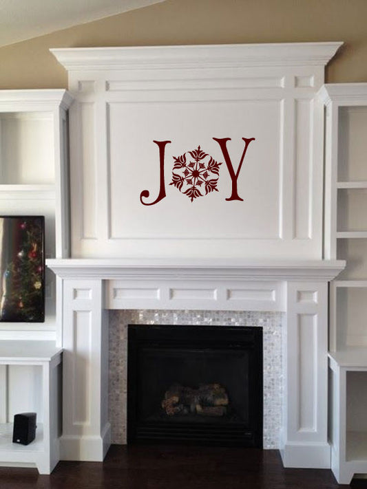 Joy with Snowflake Christmas Vinyl Wall Decal