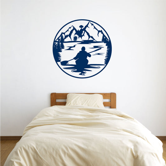 Kayak Lake Mountain Vinyl Wall Decal