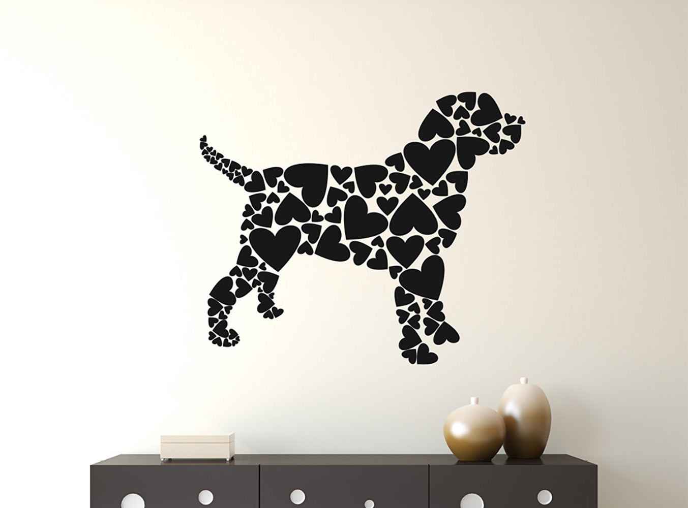 Labrador Lab Hearts Dog Vinyl Wall Decal