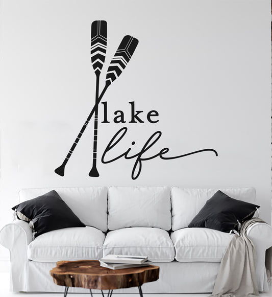 Lake Life with Oars Vinyl Wall Decal