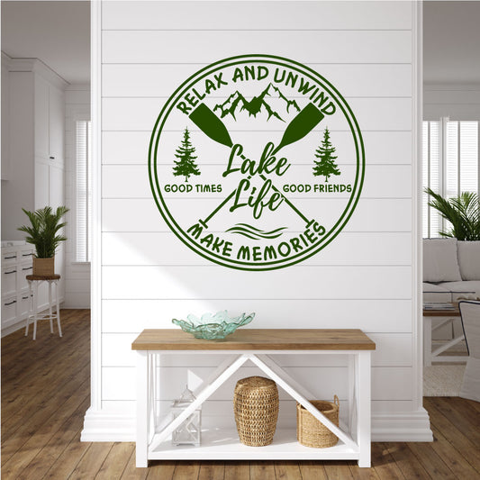 Lake Life Relax and Unwind Vinyl Wall Decal