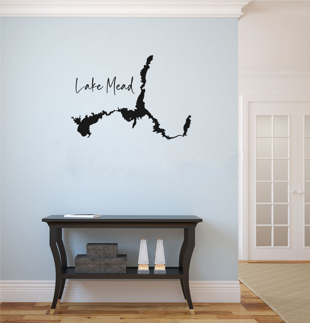 Lake Mead Silhouette Map Vinyl Wall Decal